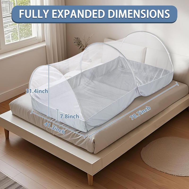 jiangcha Mosquito Net for Bed - Pop Up Bed Tent - Portable Travel Mosquito Net, Mosquito Netting for Suitable for Baby, Adult Bedroom, Camping, Napping, Patio - Image 4
